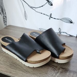 Josef Seibel Black Leather Mules with Cream Sole